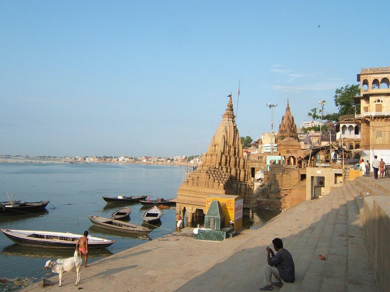 Scindia Ghat and its half-submerged Shiva temple, Varanasi